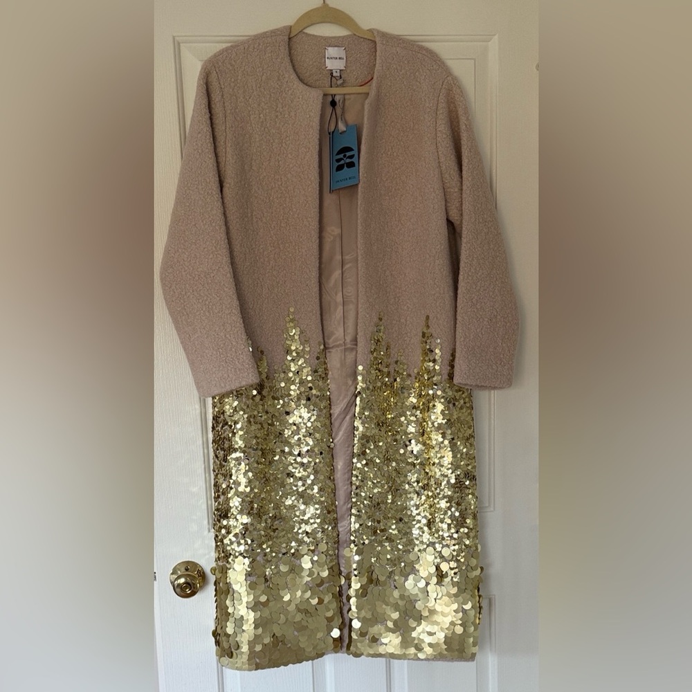 Hunter Bell Light Pink and Gold Sequin “City Lights” Coat